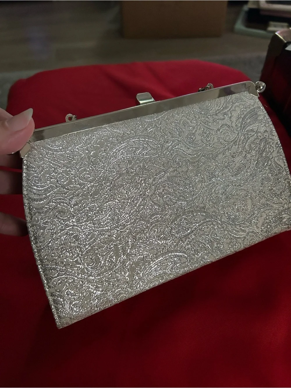 Vtg L&M Bags By Edward’s Reversible Clutch Purse Silver/Blk Circa 1950s